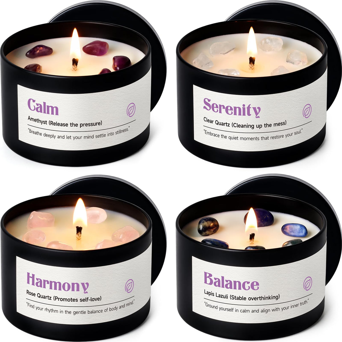 AOOVOO Crystal Soothing Candles with Amethyst for calm evenings and relaxation