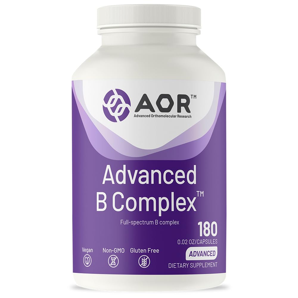 AOR Advanced B Complex capsules pack highlighting daily energy support.