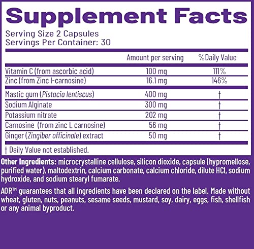 AOR Gastro Relief vegan symbol indicating plant-based capsules