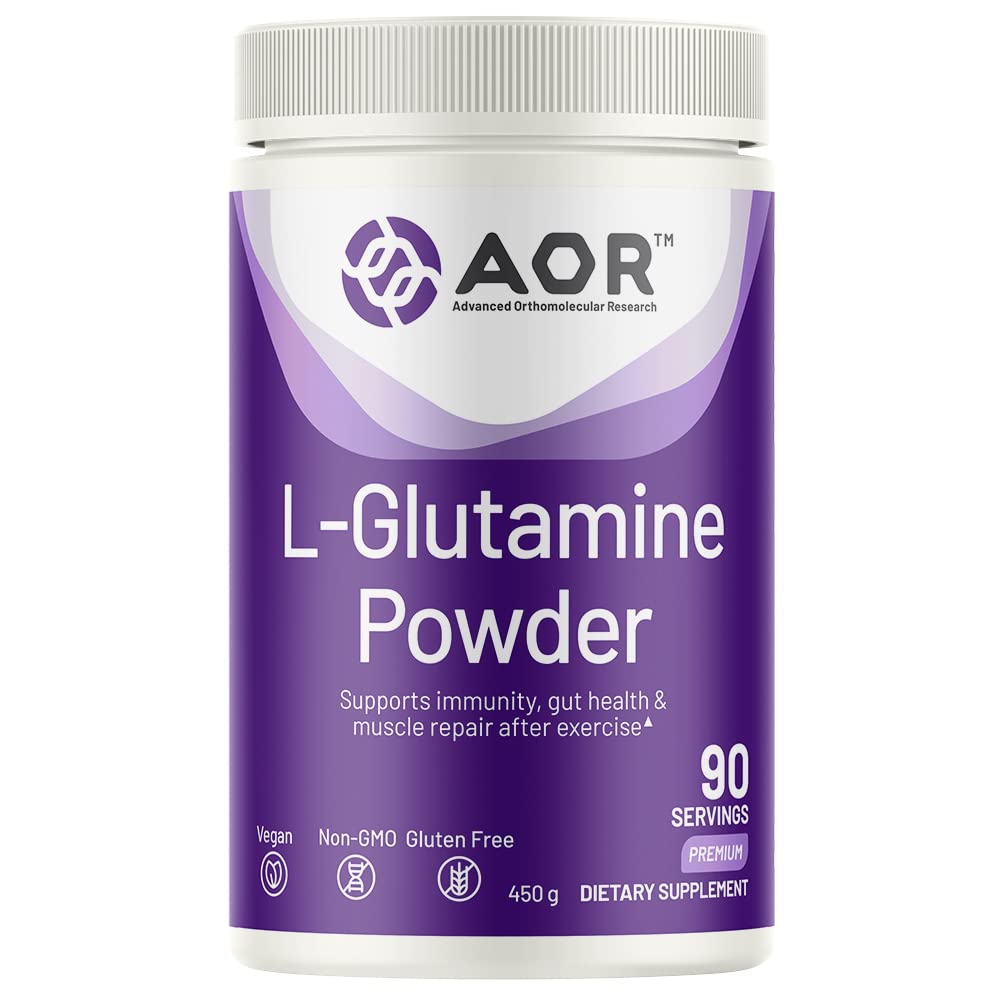 AOR L-Glutamine powder bottle front view for immune and gut health support