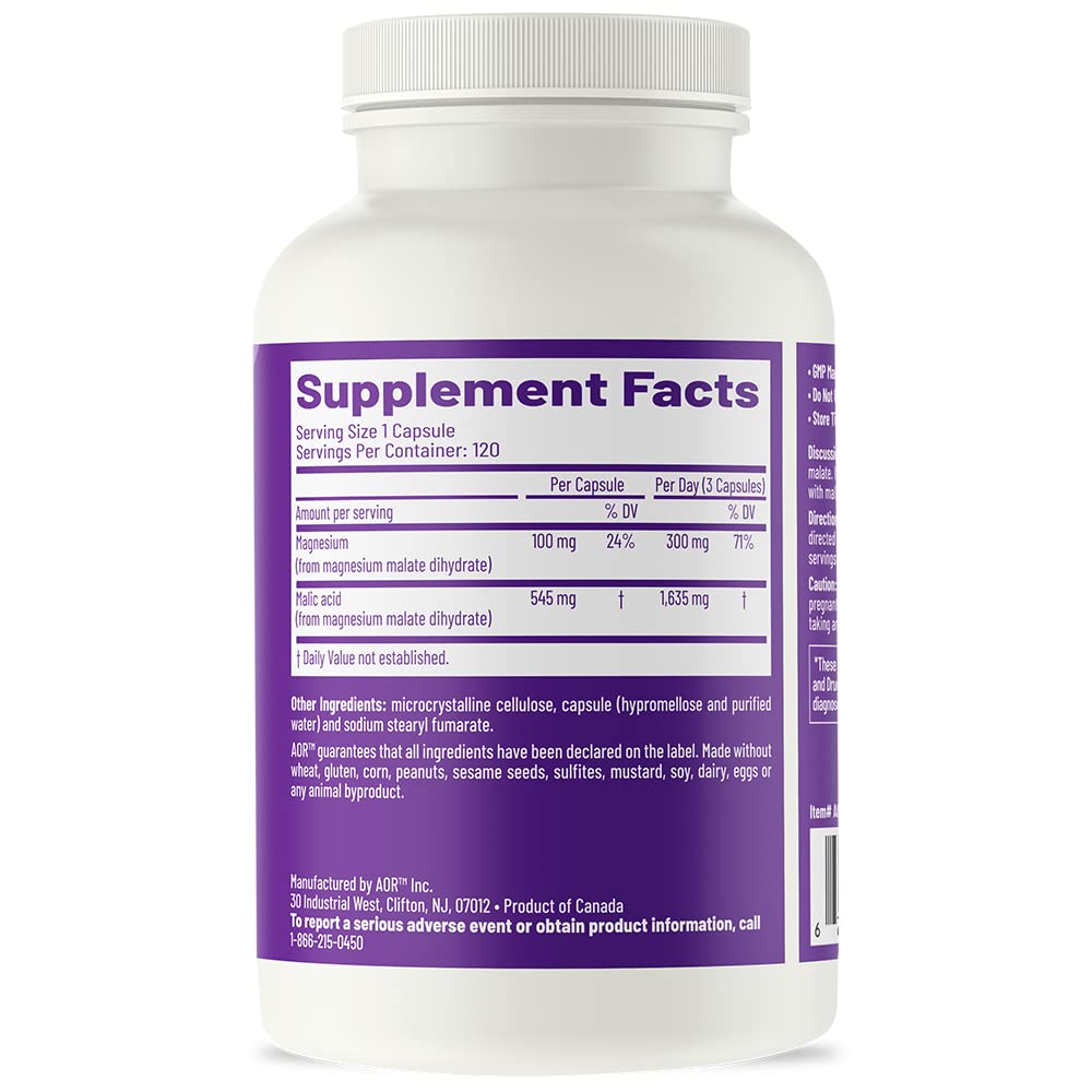 AOR Mag Malate Renew label close-up emphasizing magnesium and metabolism support