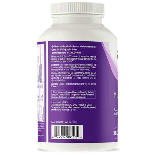 AOR Multi Basics 3 label close-up, highlights essential nutrients.