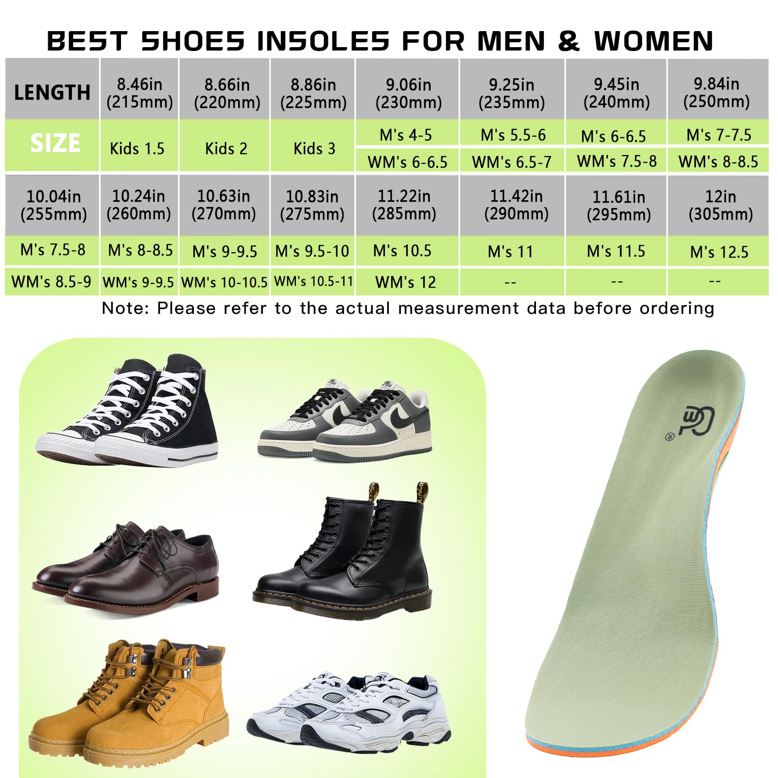 AOTENG STAR versatile insole fits casual, work, and hiking shoes.