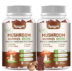 Aouewnk Mushroom Gummies bottle front highlights berry flavor for daily use.