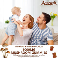 Aouewnk Mushroom Gummies on-shelf image suggests easy access for routines.