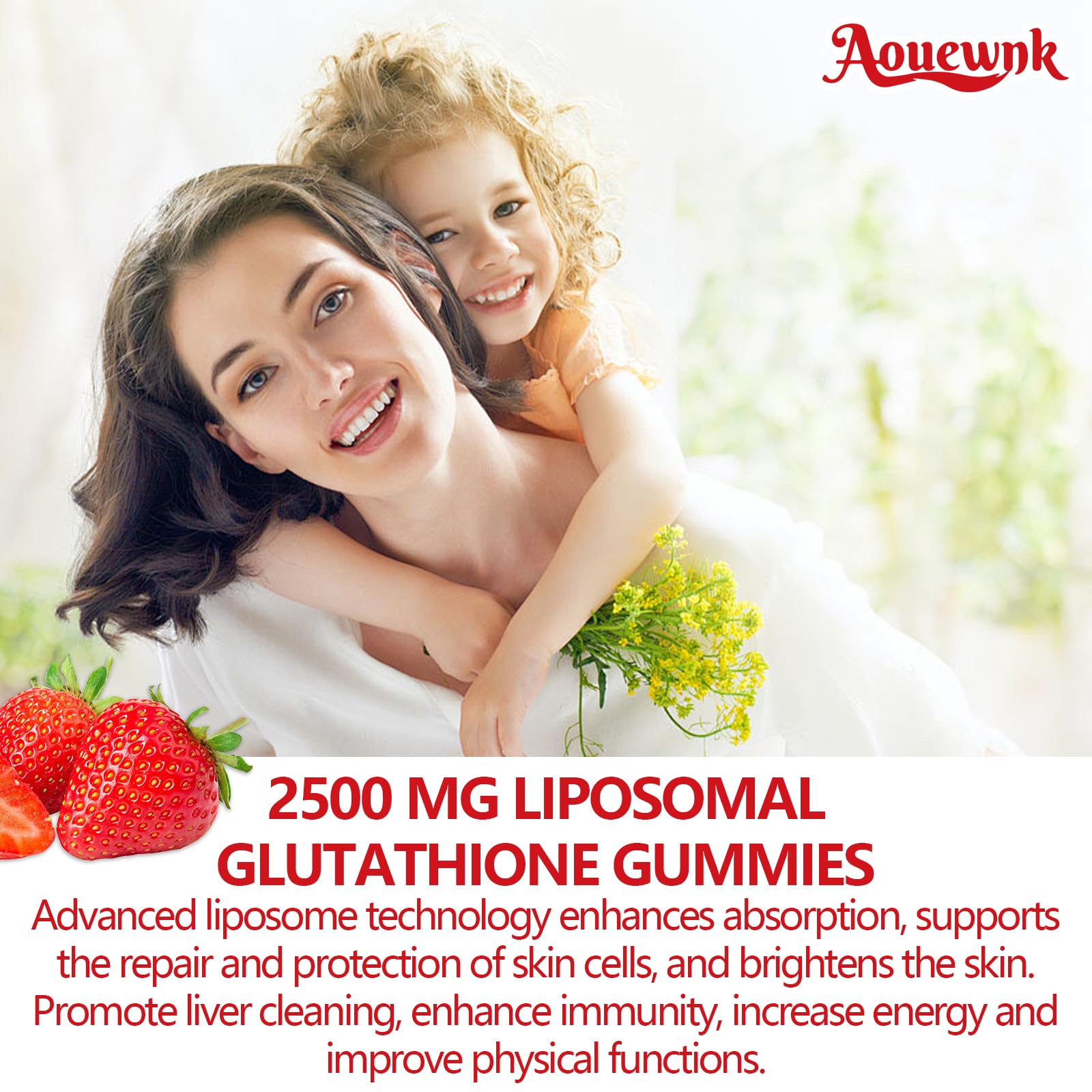 Aouewnk bottle back label displaying serving details and ingredients.