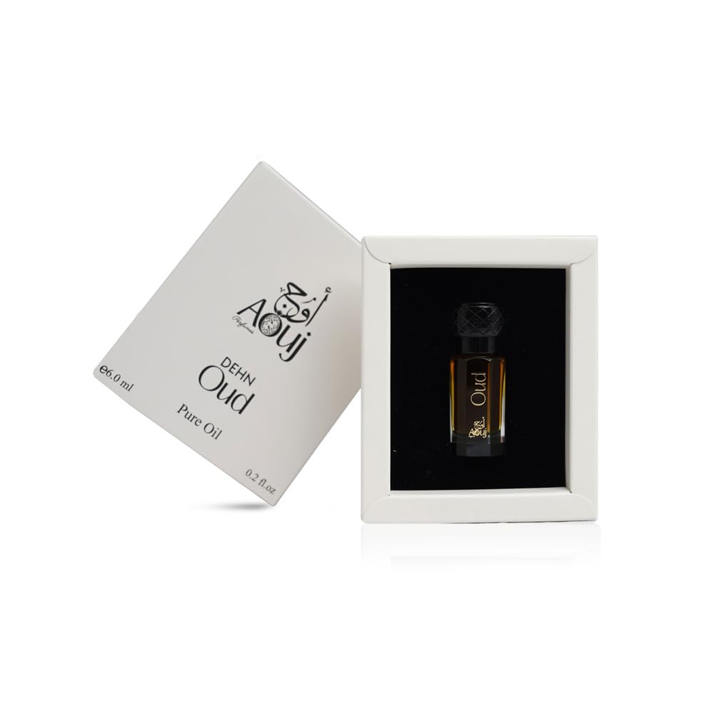 Application drops of AOUJ Dehn Oud perfume oil showing smooth, portable use.