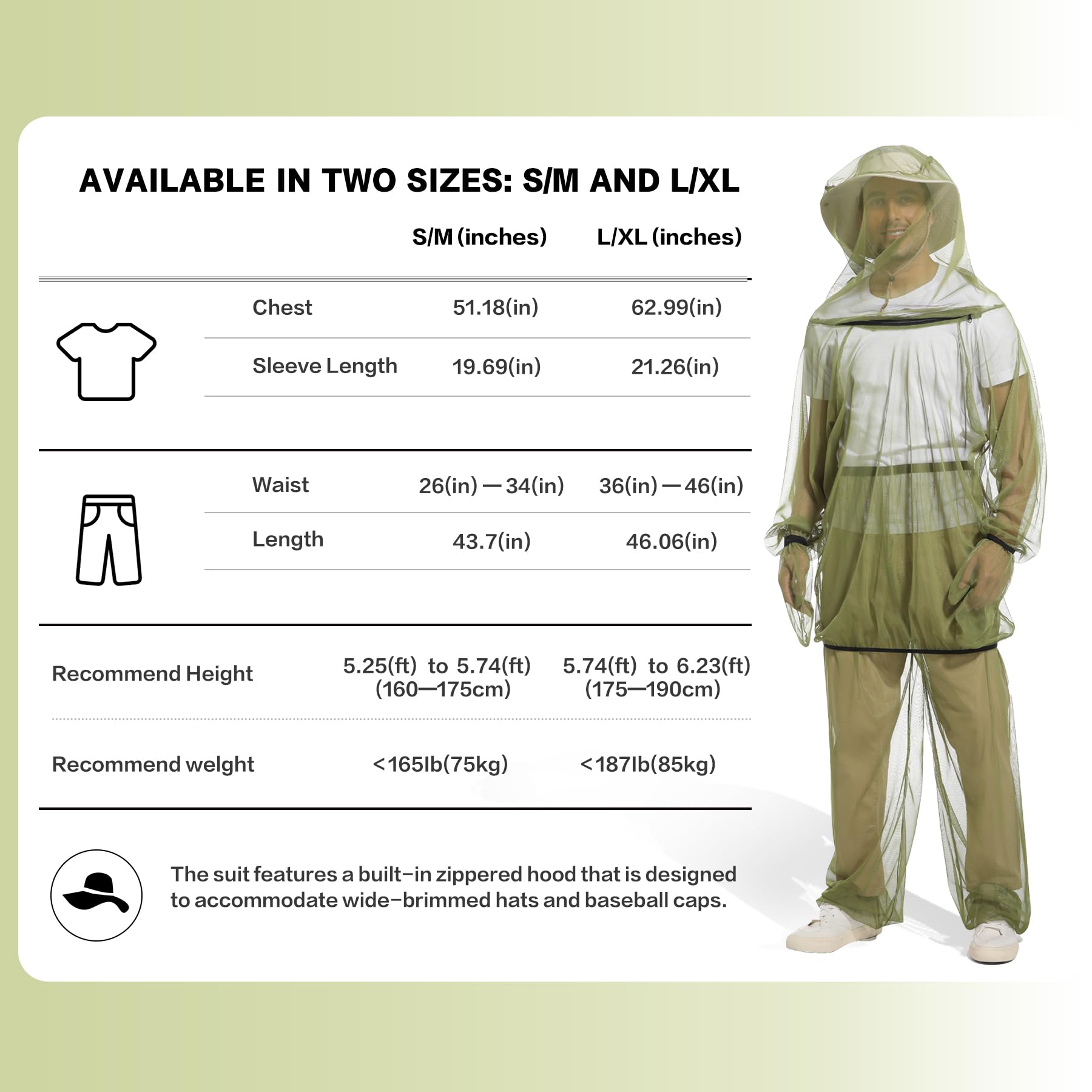 Aoximyouny mosquito suit hood shields head from insects on trails.
