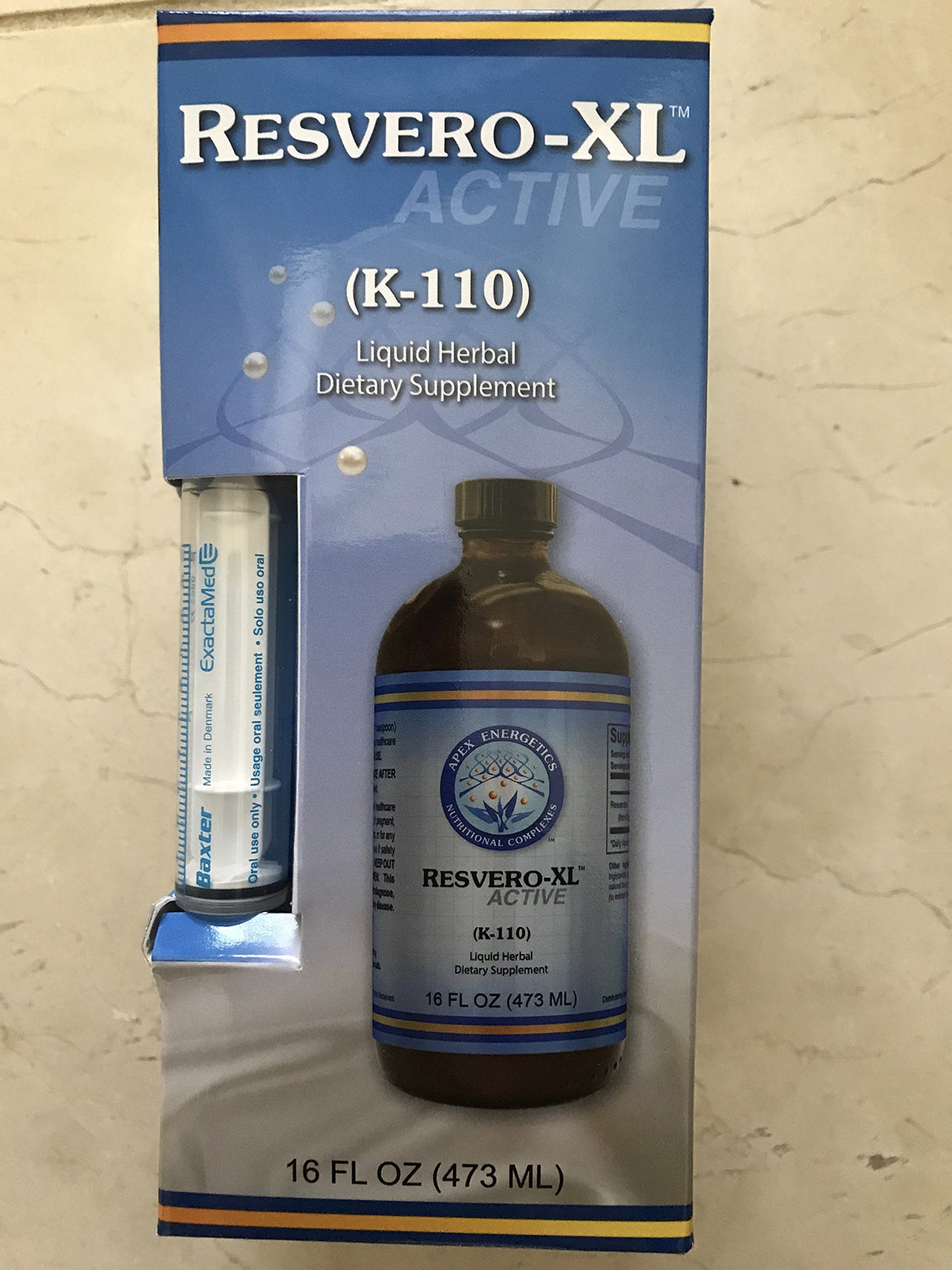 Apex Energetics K-110 Resvero Active bottle front view, ideal for daily wellness support.