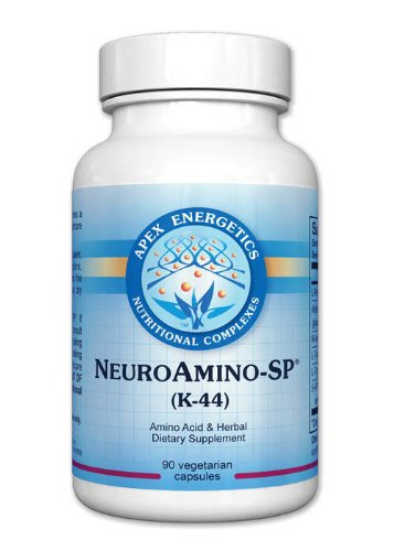 Apex Energetics K-44 NeuroAmino-SP bottle promoting cognitive balance and focus.