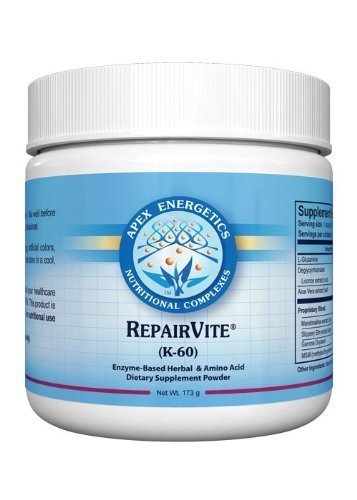 Apex Energetics K-60 REPAIRVITE tub provides daily nutrition support.