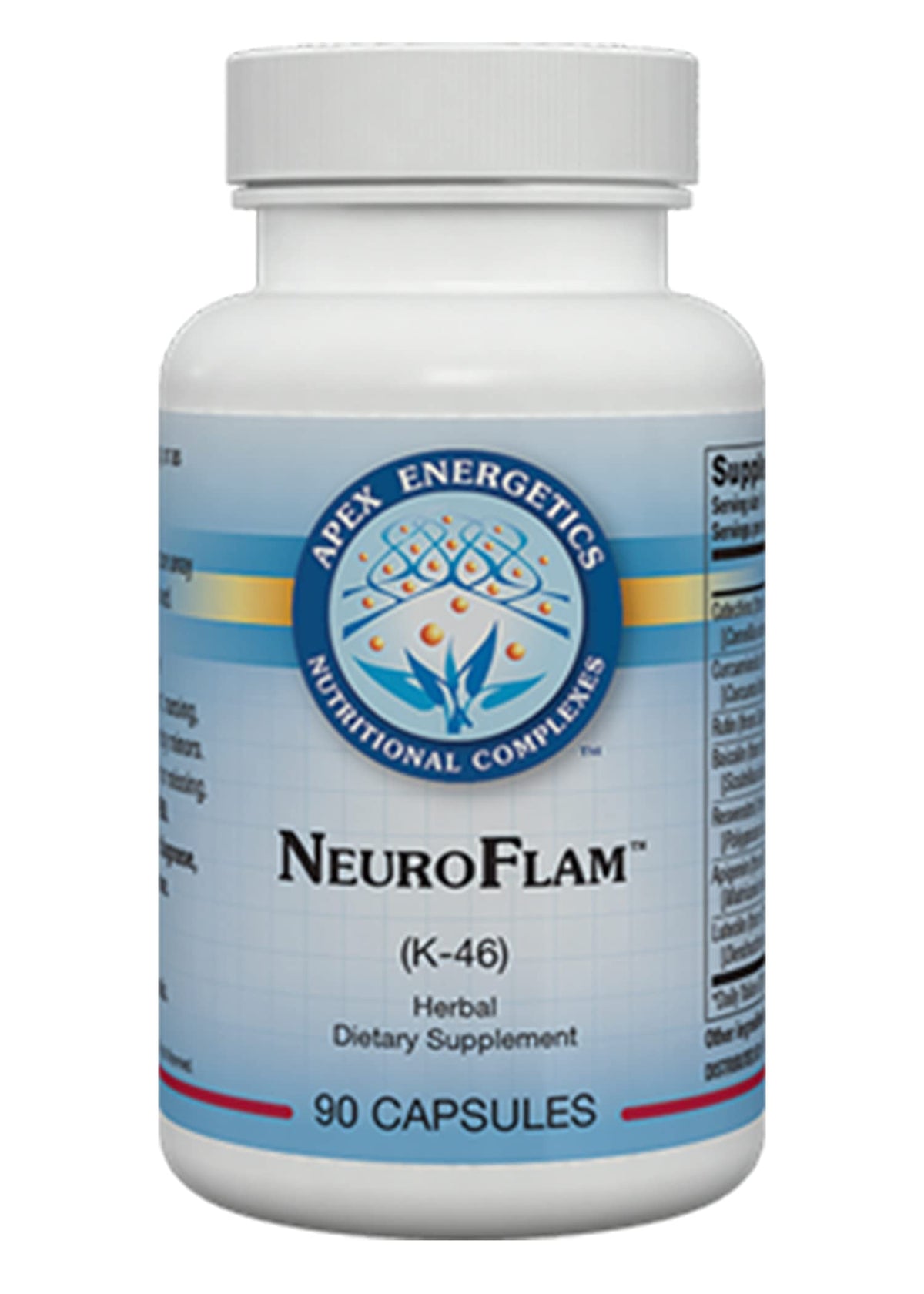 Apex Energetics NeuroFlam bottle cap close-up highlighting secure packaging.