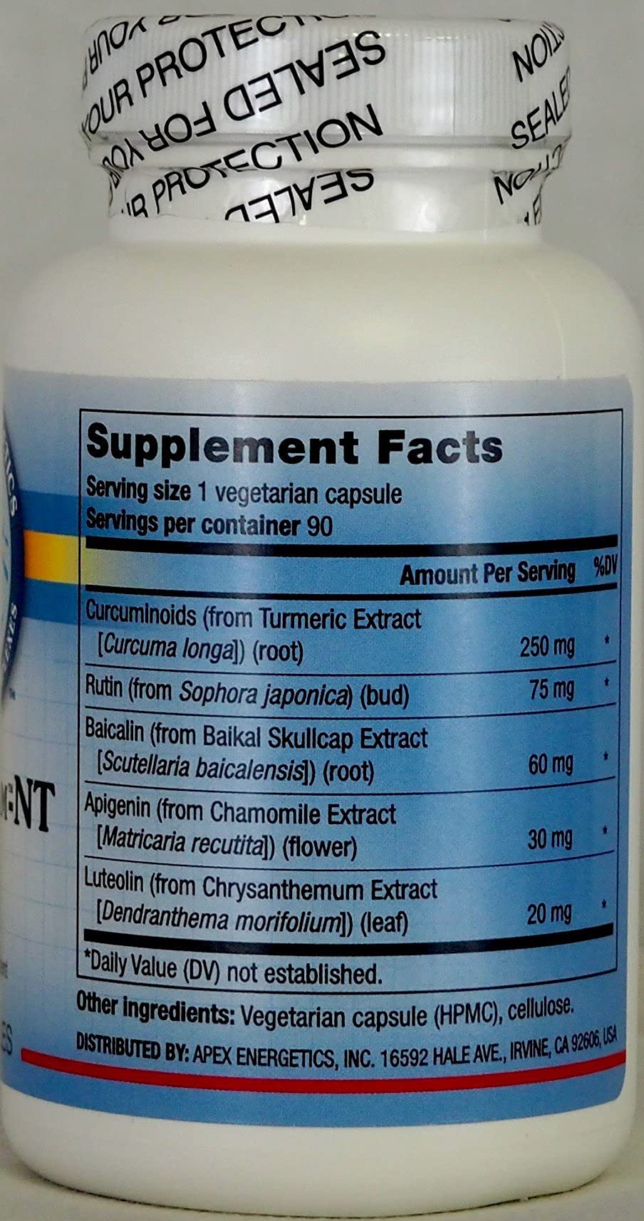 Apex Energetics NeuroFlam label close-up confirms ingredients and authenticity.