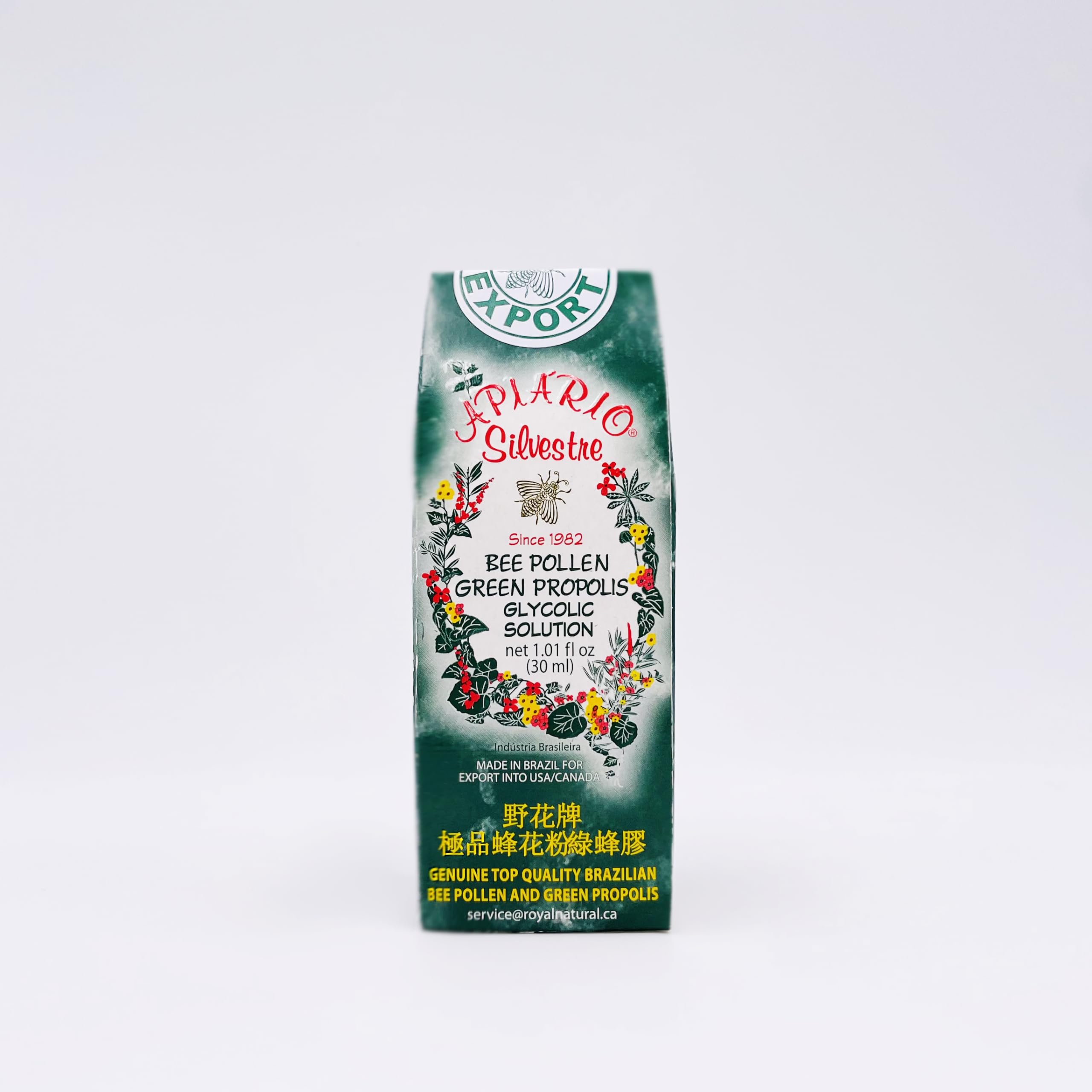 Apiario Silvestre bottle side view highlighting glycolic solution
