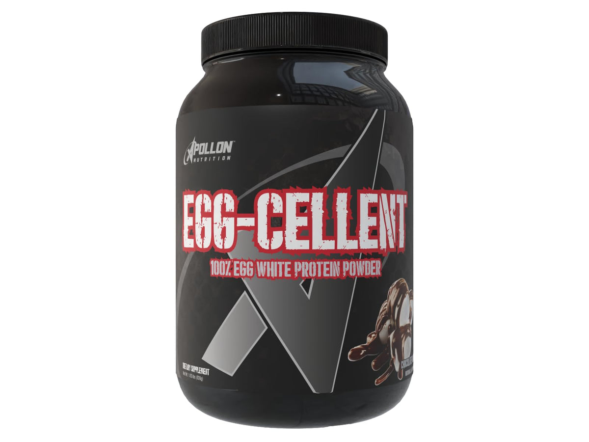 Apollon Nutrition Egg-Cellent bag of egg-white protein powder for high-protein workouts.