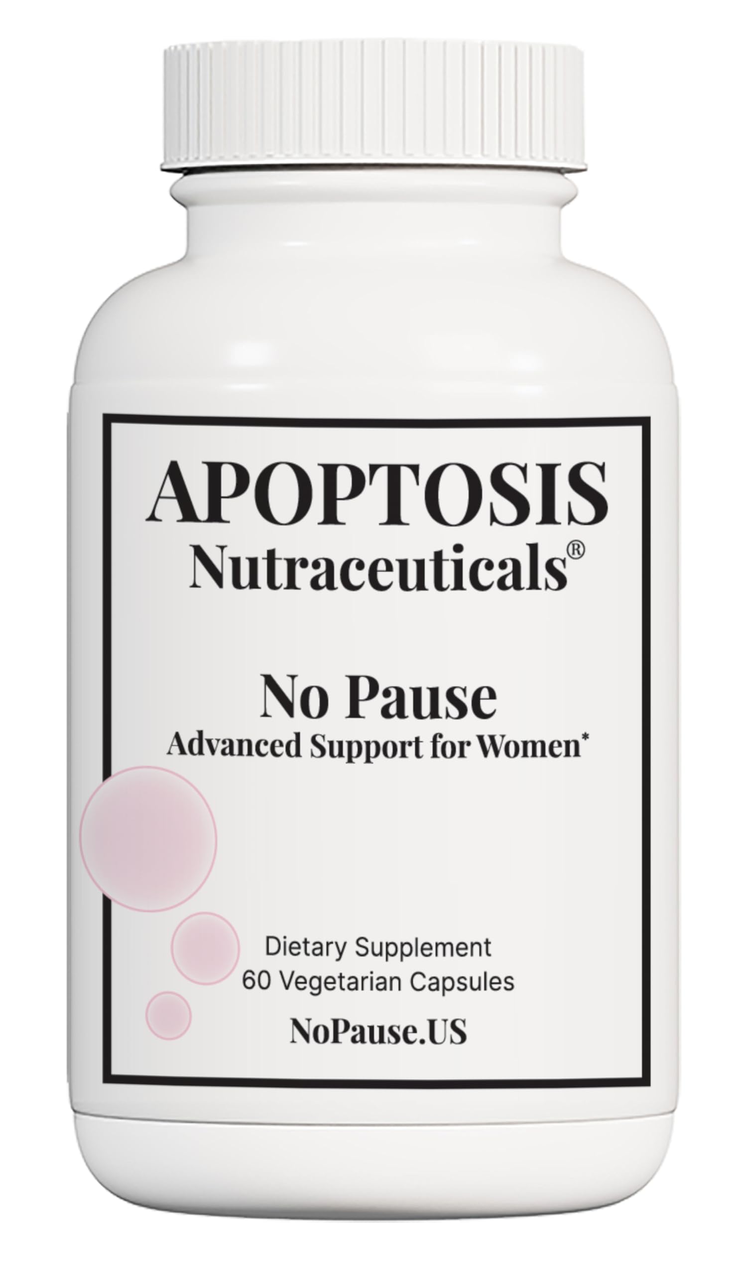 Apoptosis Menopause bottle with capsules ready for daily use to support balance.