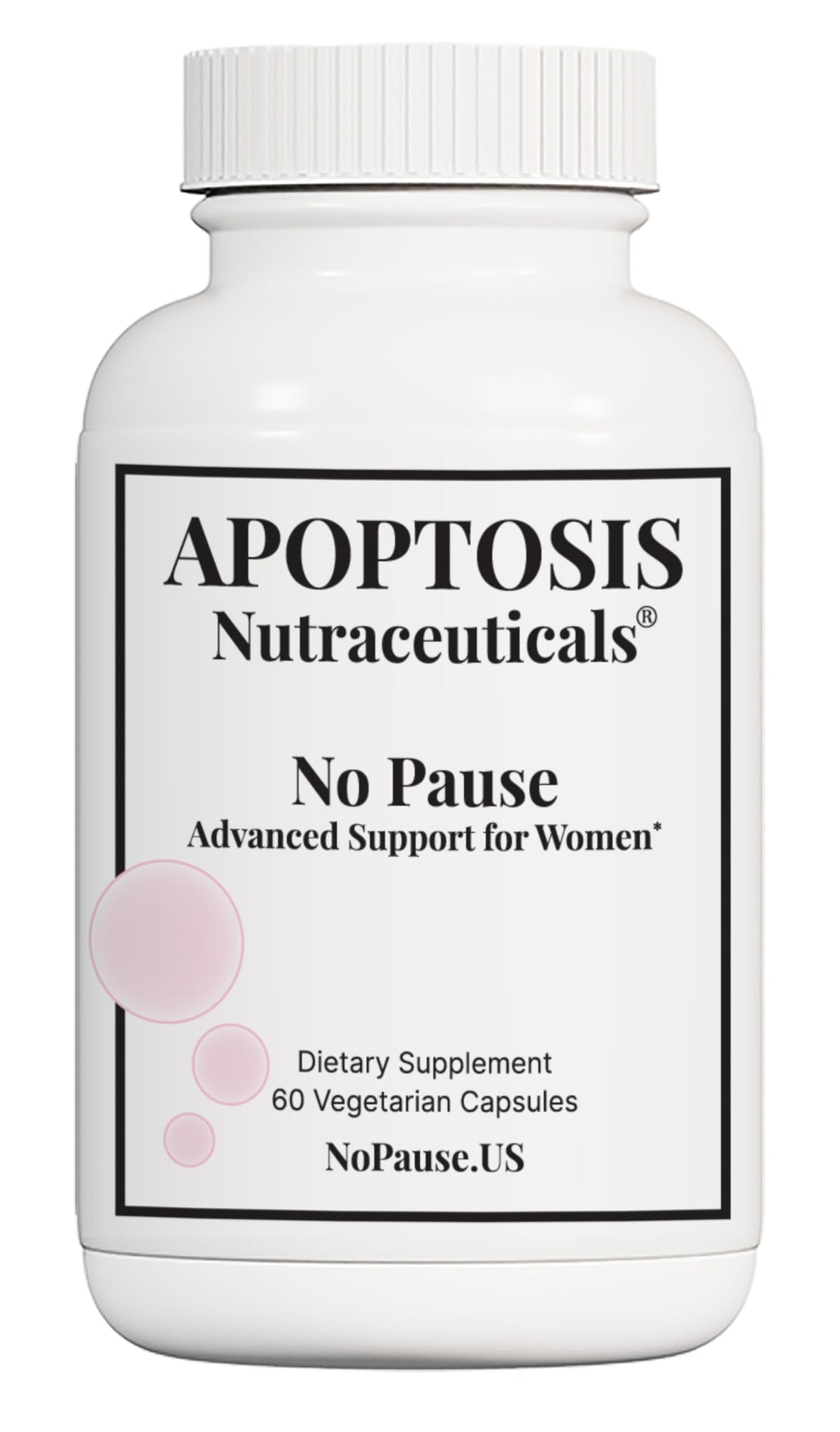 Apoptosis Menopause bottle with capsules ready for daily use to support balance.