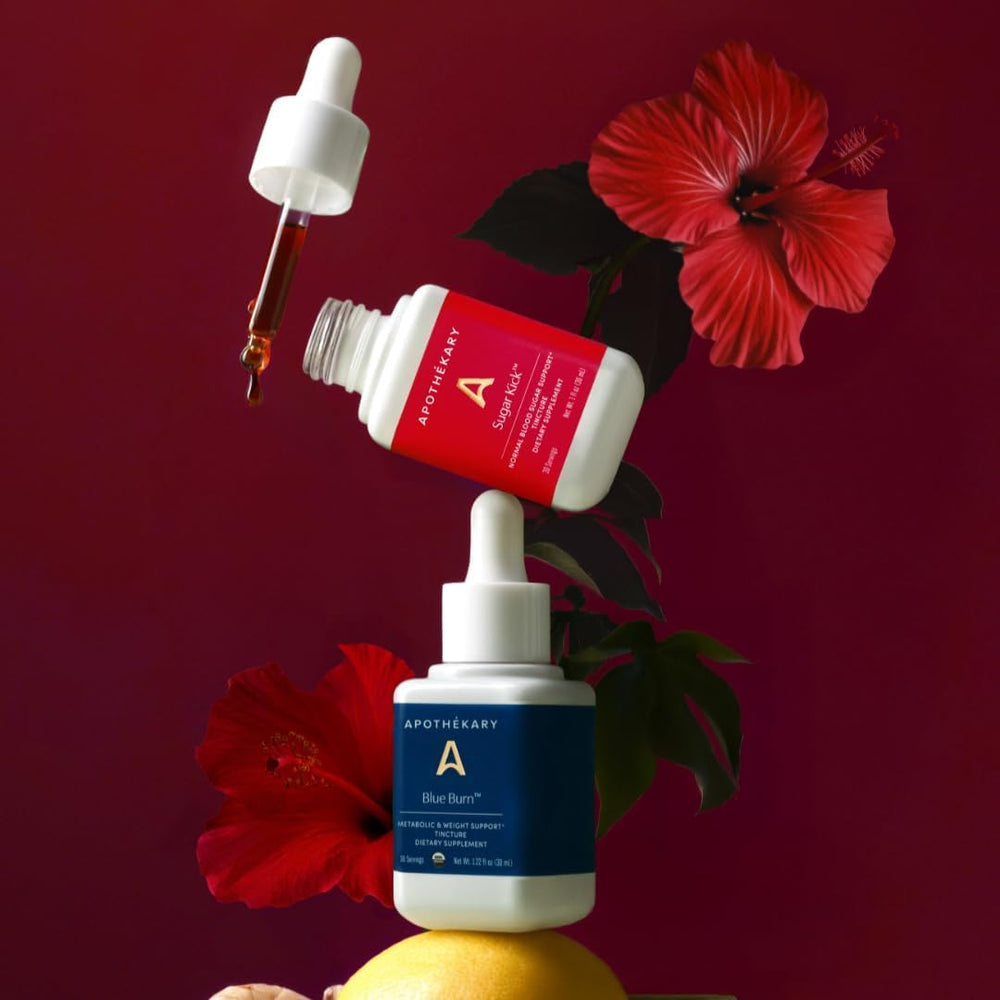 Apothékary Metabolic Duo packaging communicates vegan, sugar-free, gluten-free attributes.