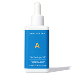 Apothékary Take The Edge Off bottle closeup showing a calming herbal blend.