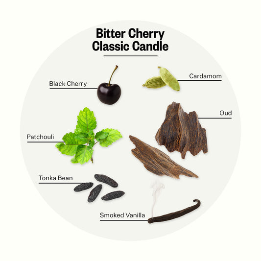 APOTHEKE Bitter Cherry close-up of fragrance notes highlights cherry and spice.