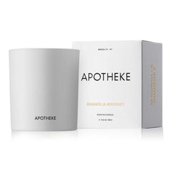 APOTHEKE Signature Magnolia Bouquet Candle front view for inviting living room ambiance