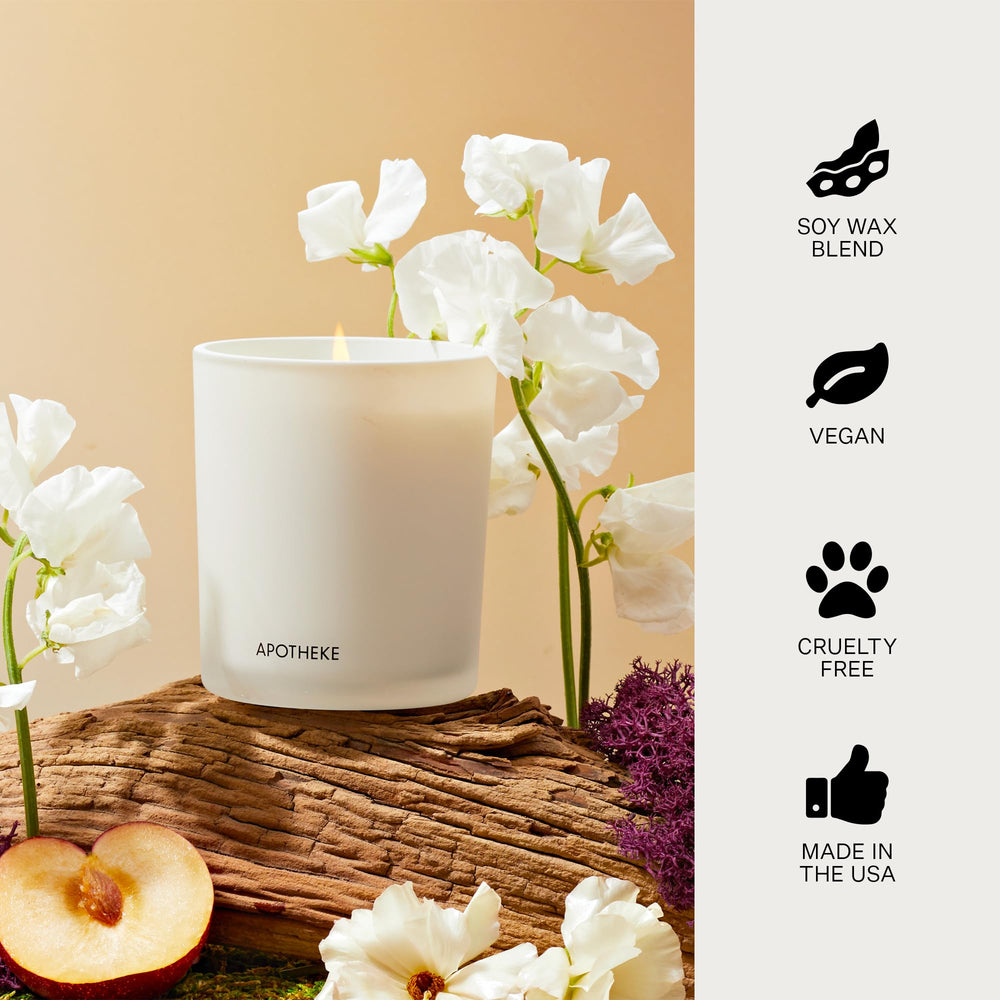 APOTHEKE candle wick detail suggesting even burn and steady fragrance release