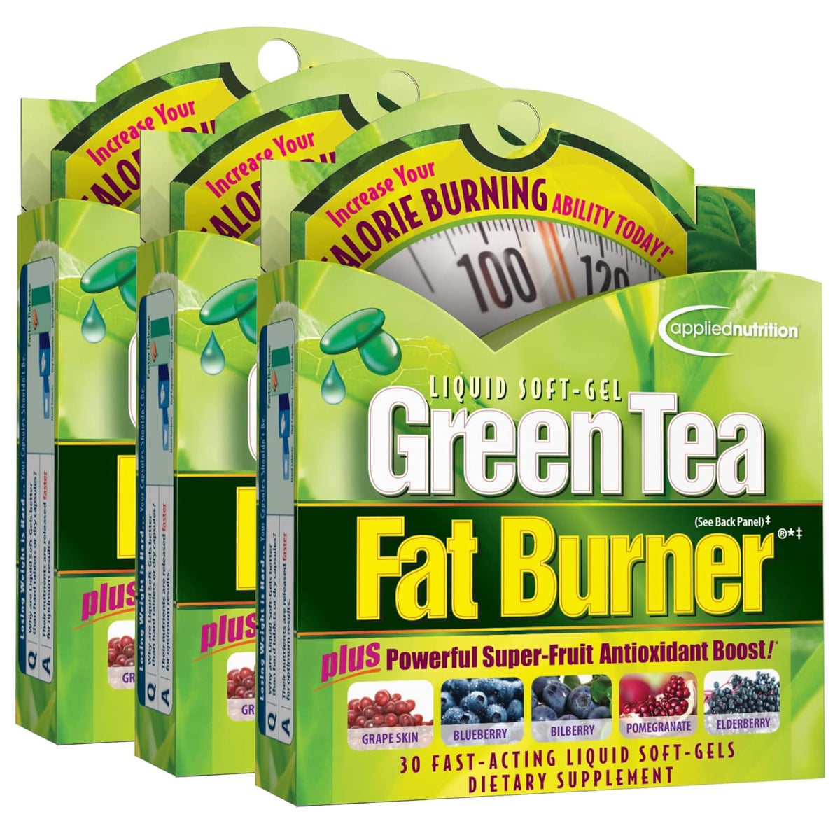Applied Nutrition Green Tea Fat Burner bottle front shows compact packaging and energy support