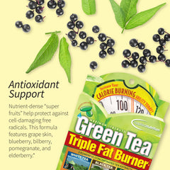 Applied Nutrition Green Tea Fat Burner label notes caffeine for potential energy support