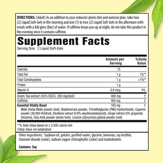 Applied Nutrition Green Tea Fat Burner soft-gels close up for easy daily use and fast absorption