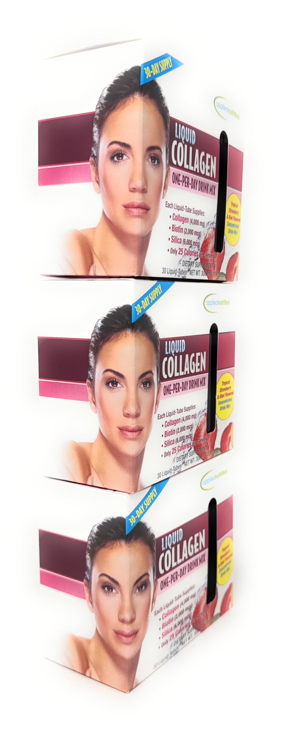 Tube being poured from a container of Applied Nutrition liquid collagen