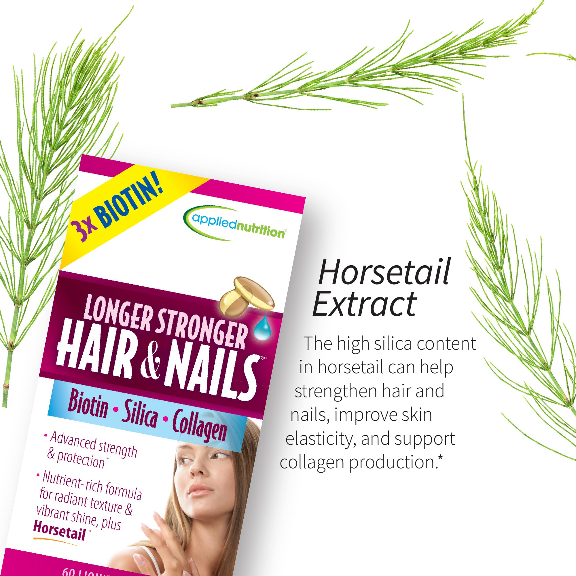 Applied Nutrition Longer Stronger ingredients panel highlights essential minerals and vitamins.
