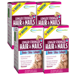 Applied Nutrition Longer Stronger Softgel bottle for daily hair and nail support.