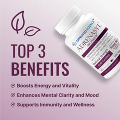 Closeup of Approved Science Adrenasyl capsules for easy daily use.