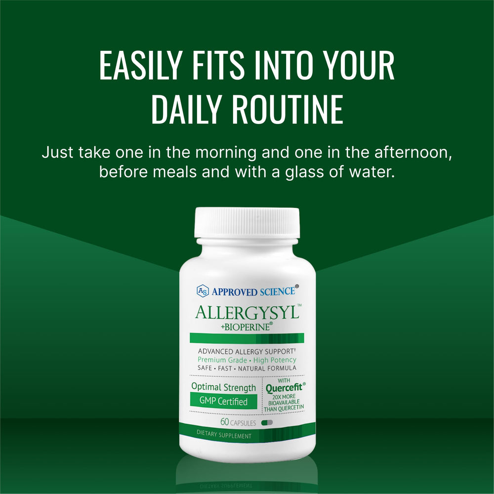 Approved Science Allergysyl USA-made seal reinforces quality manufacturing.