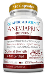 Approved Science Anemiaprin bottle with capsules for gentle iron support.