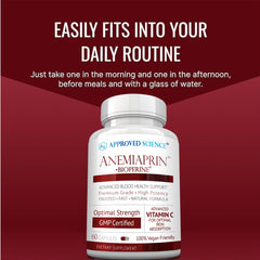 Made in USA badge on Approved Science Anemiaprin packaging.