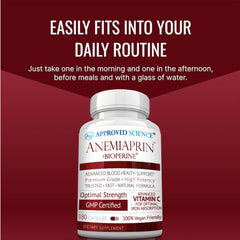 Anemiaprin packaging with vitamin C notes on label.