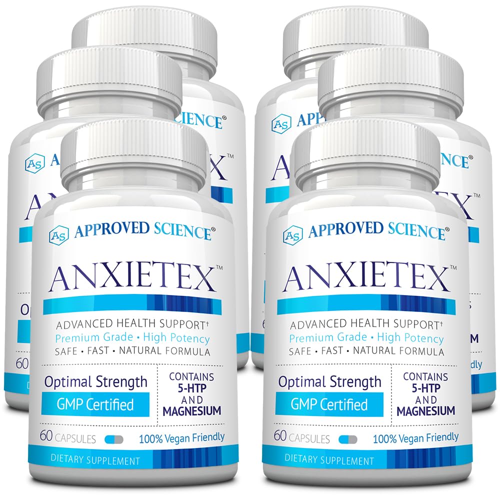 Approved Science Anxietex bottle pour showing vegan capsules for daily calm.