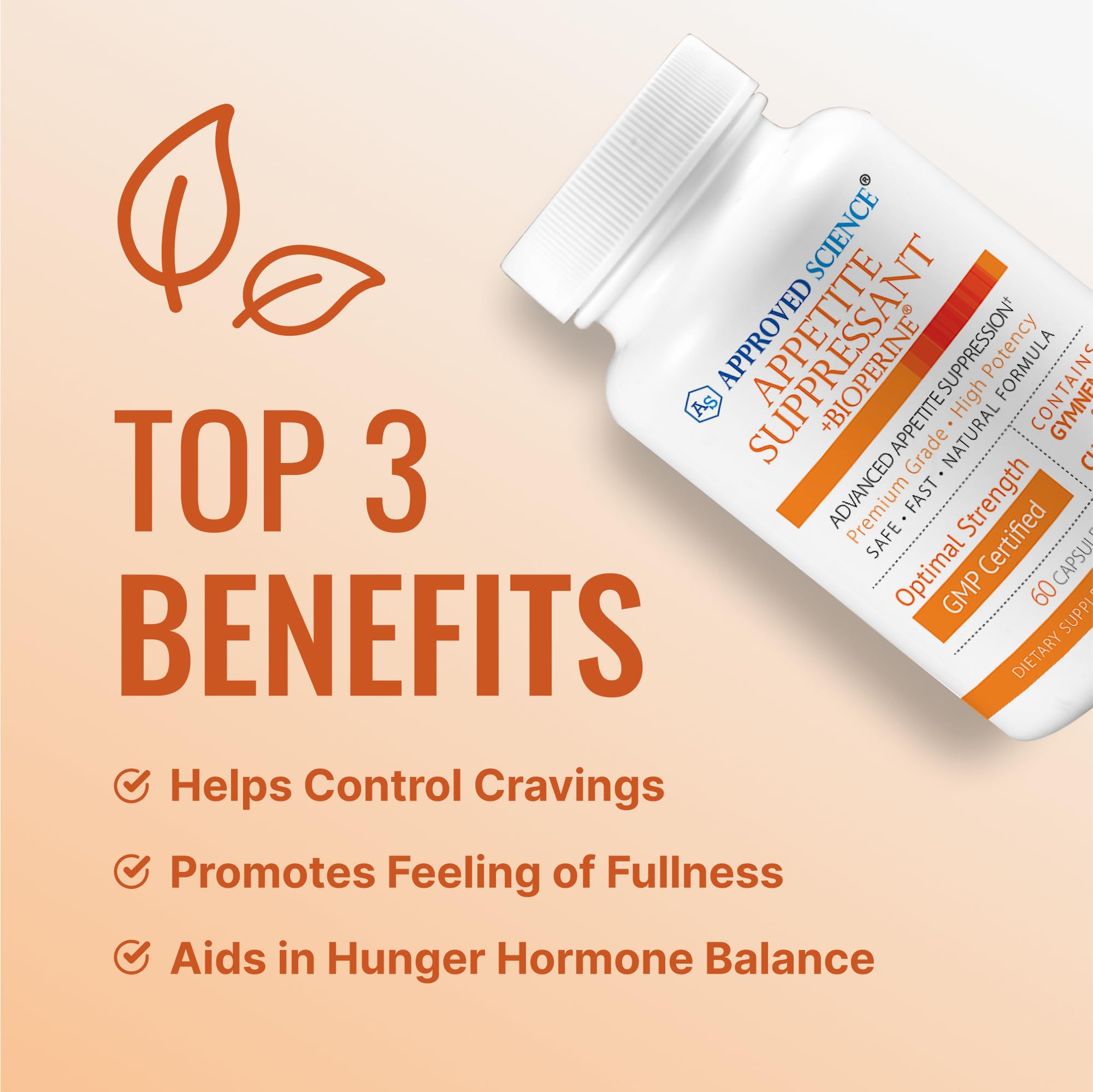 Approved Science Appetite Suppressant cayenne capsules provide gentle heat for cravings control.