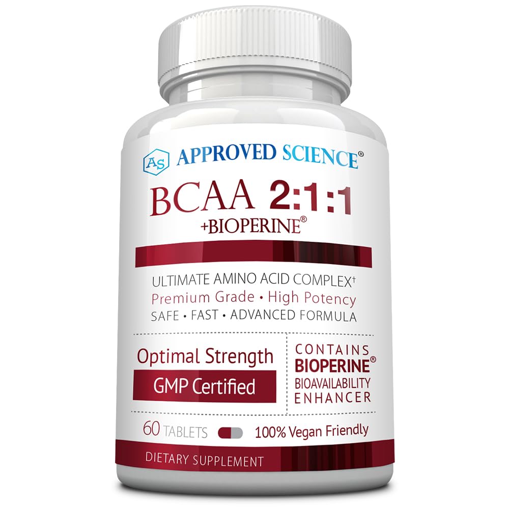 Approved Science BCAA bottle with 60 tablets highlights performance support.