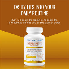 Approved Science Berberine 360 count label signals six month supply