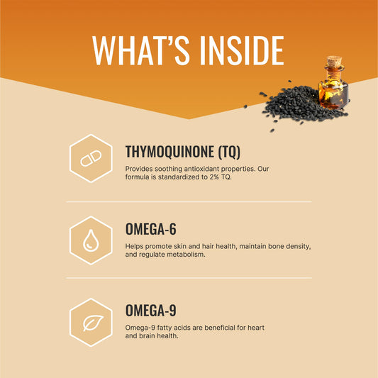 Approved Science Black Seed Oil softgels close-up for convenient daily support.