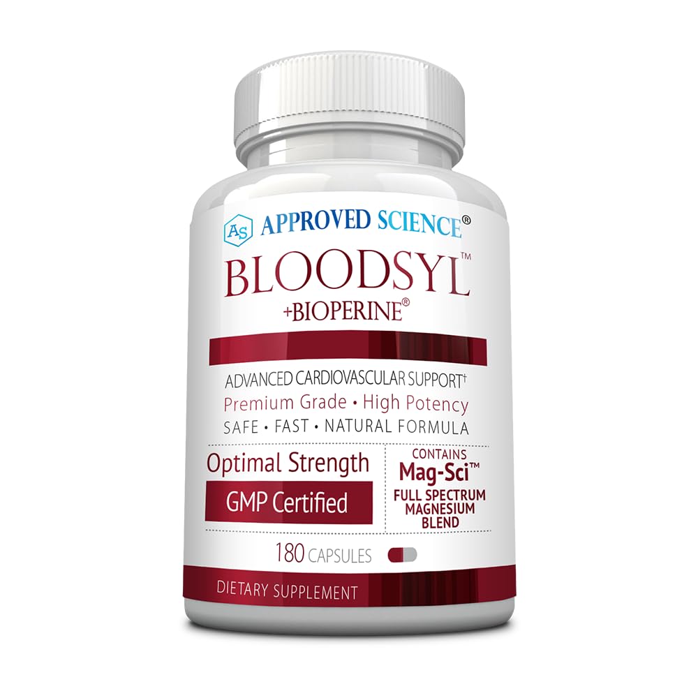 Approved Science Bloodsyl bottle label showing vegan capsules for daily wellness.