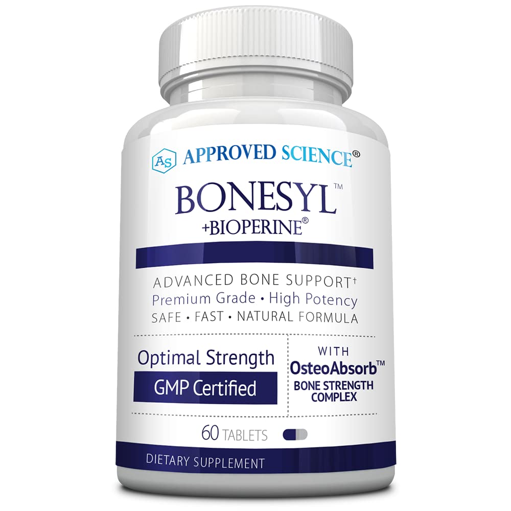 Approved Science Bonesyl bottle front displays vegan formula and branding for calcium support