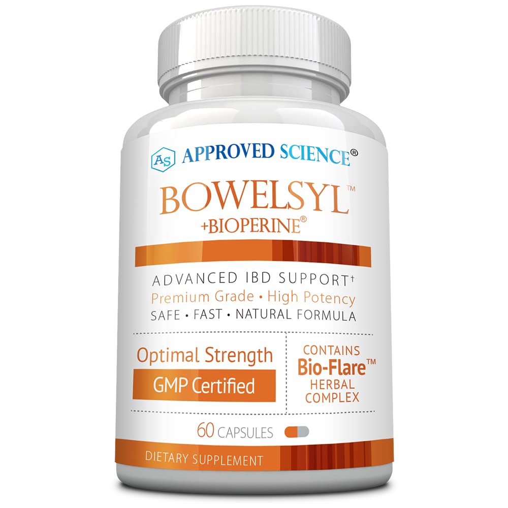 Approved Science Bowelsyl bottle front view signaling GI support and nutrient blend.