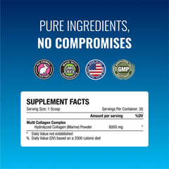 Approved Science Collagen Powder label emphasizing USA-made quality and testing