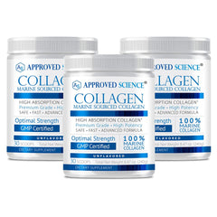 Approved Science Collagen Powder poured into glass for easy daily blending and skin support