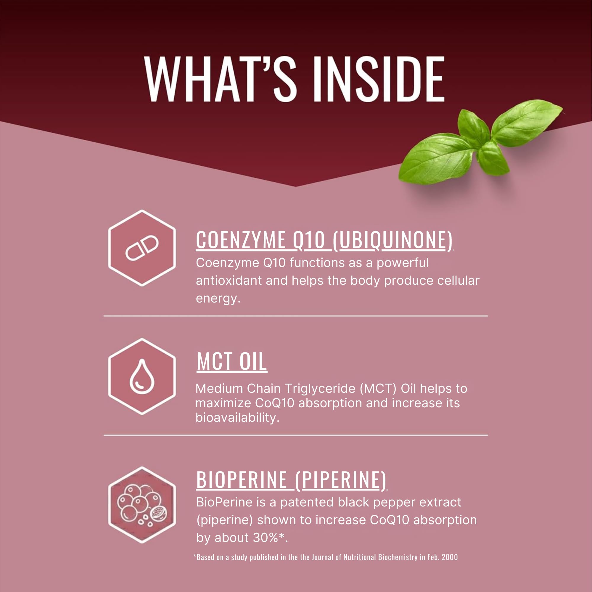 Approved Science CoQ10 MD bottle side view showing vegan formula and size.