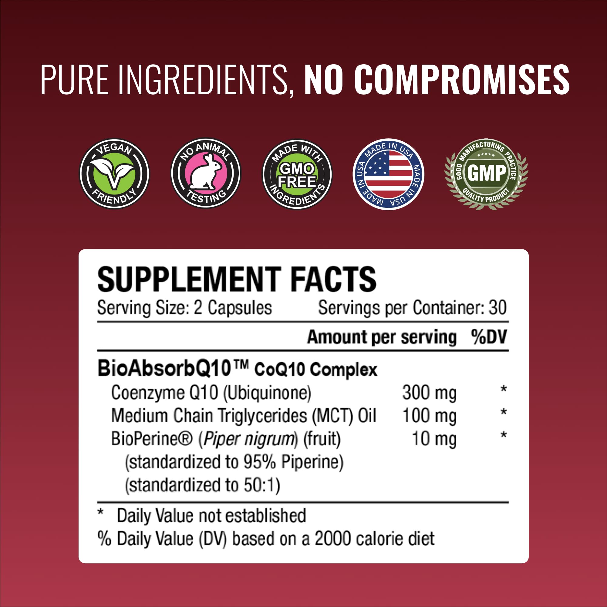 CoQ10 MD label closeup by Approved Science showing clean vegan composition.