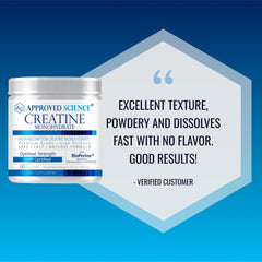 Measuring scoop for Approved Science Creatine Monohydrate powder provides precise 5g portions